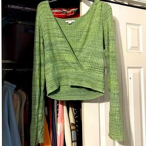 American Eagle cropped wrap sweater, green size XL worn twice